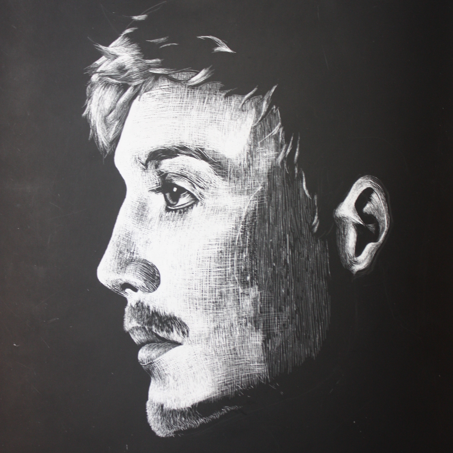 Scratchboard Drawing of a Face